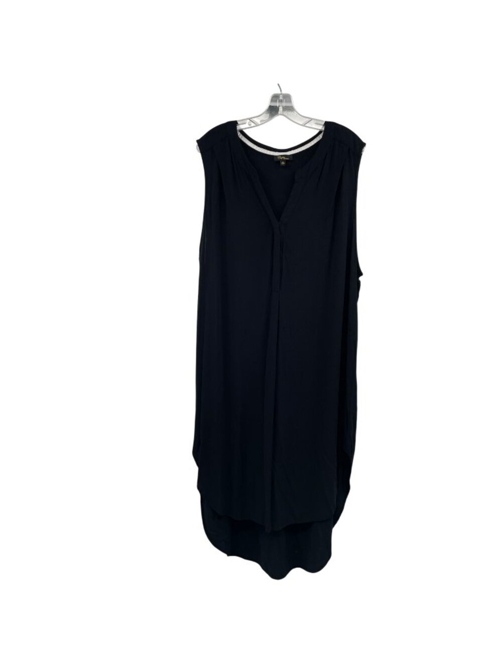 Curio Womens Sleeveless Shift Dress V-Neck Black Below Knee Size 3X